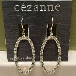 Cezanne Silver Crystal Hoop Earrings
